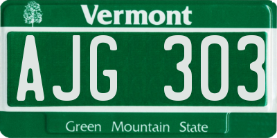 VT license plate AJG303