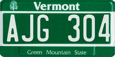VT license plate AJG304