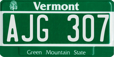 VT license plate AJG307