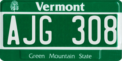 VT license plate AJG308