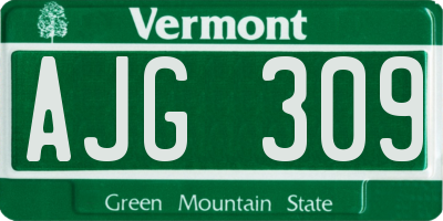 VT license plate AJG309