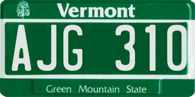 VT license plate AJG310