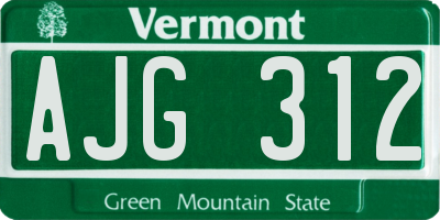 VT license plate AJG312