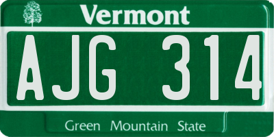 VT license plate AJG314