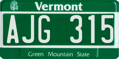 VT license plate AJG315
