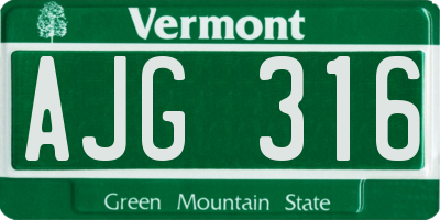 VT license plate AJG316