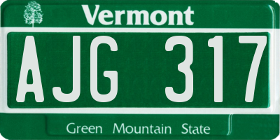VT license plate AJG317