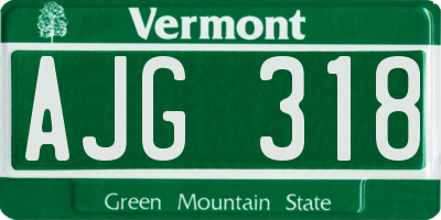 VT license plate AJG318