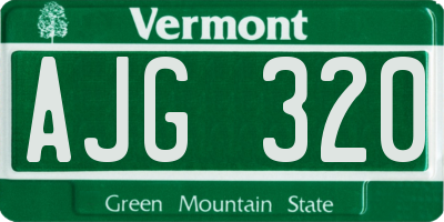 VT license plate AJG320