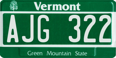 VT license plate AJG322