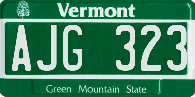 VT license plate AJG323