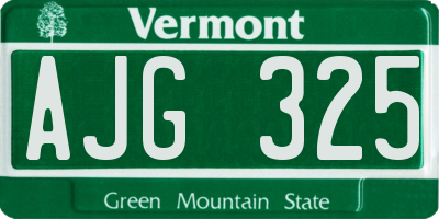 VT license plate AJG325