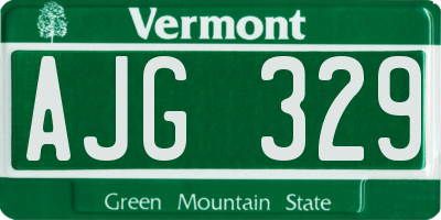 VT license plate AJG329