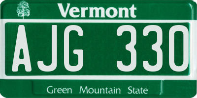 VT license plate AJG330