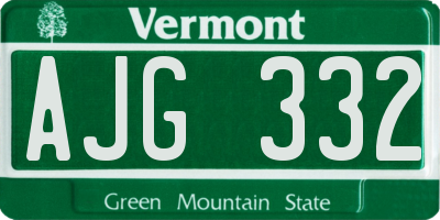 VT license plate AJG332