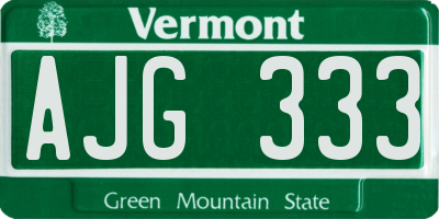 VT license plate AJG333