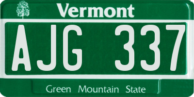VT license plate AJG337