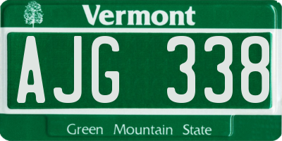 VT license plate AJG338