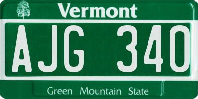 VT license plate AJG340