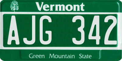 VT license plate AJG342