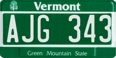 VT license plate AJG343