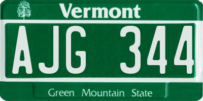 VT license plate AJG344