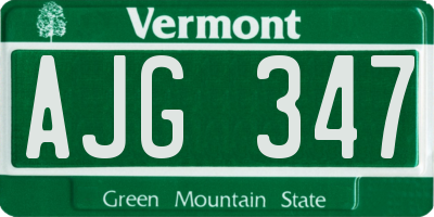 VT license plate AJG347