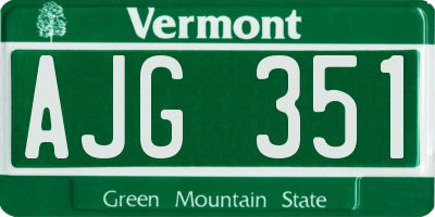 VT license plate AJG351
