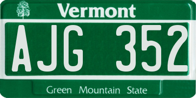 VT license plate AJG352