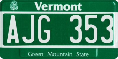 VT license plate AJG353