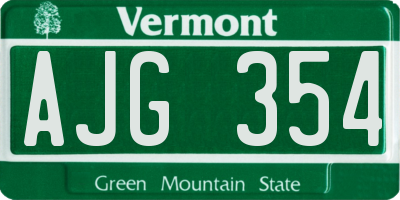 VT license plate AJG354