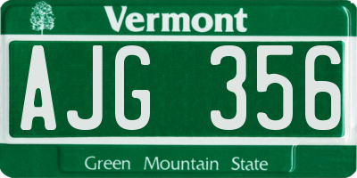 VT license plate AJG356