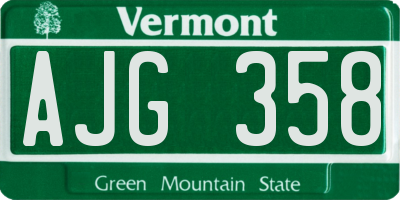 VT license plate AJG358