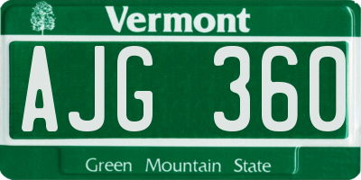 VT license plate AJG360