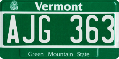 VT license plate AJG363