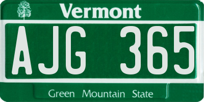 VT license plate AJG365