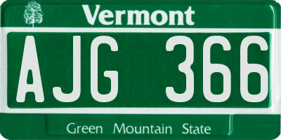 VT license plate AJG366