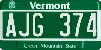 VT license plate AJG374