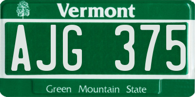 VT license plate AJG375