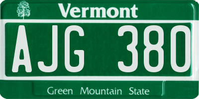 VT license plate AJG380