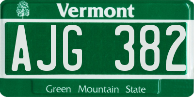 VT license plate AJG382