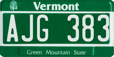 VT license plate AJG383
