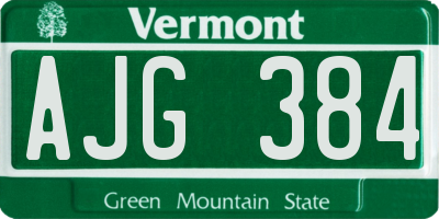 VT license plate AJG384