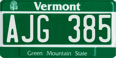 VT license plate AJG385