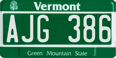 VT license plate AJG386