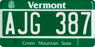 VT license plate AJG387