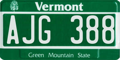 VT license plate AJG388