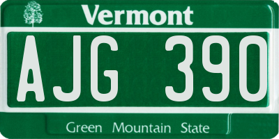 VT license plate AJG390