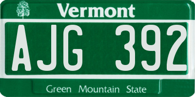 VT license plate AJG392