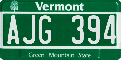 VT license plate AJG394